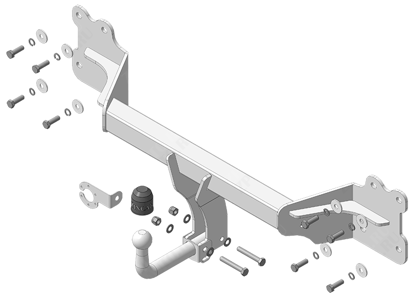 Фаркоп Audi Q7 2015-, тип шара A (оцинкованный), ZincaR, арт.ZA101A