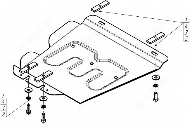 Защита стальная Мотодор (Коробка переключения передач), 2 мм,  Jac T8  2019- арт. 78320