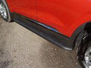 Пороги алюминиевые с пластиковой накладкой (карбон черные) 1820 мм для автомобиля Hyundai Santa Fe (TM) 2018-, TCC Тюнинг HYUNSF18-24BL