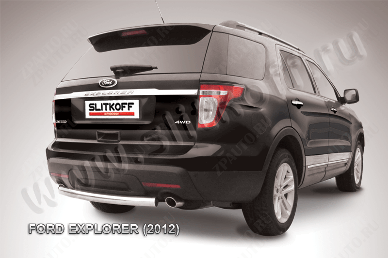 Защита заднего бампера d76 Ford Explorer (2010-2015) Black Edition, Slitkoff, арт. FEX008BE