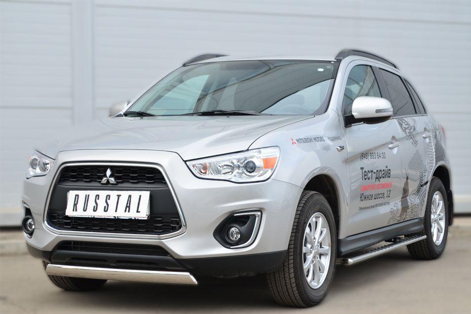 Защита переднего бампера d75х42 овал для Mitsubishi ASX 2013, Slitkoff MASZ-001323
