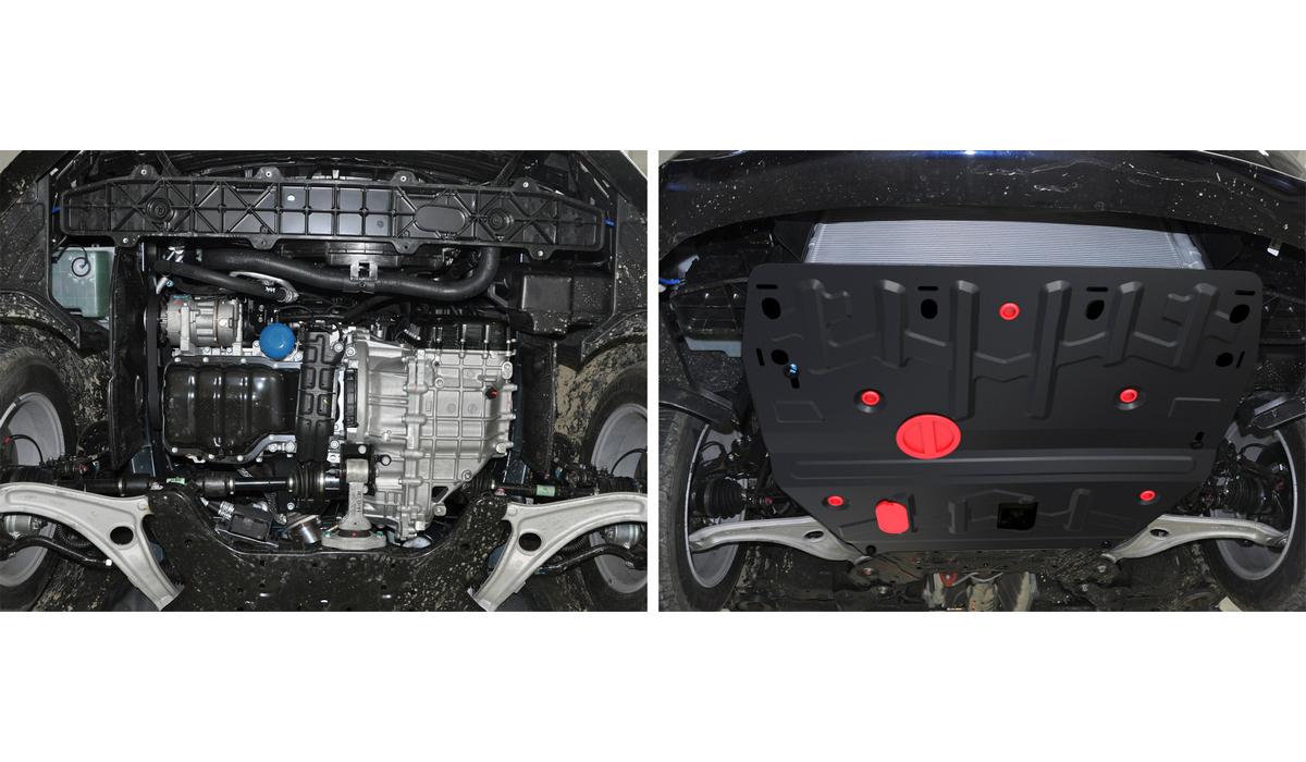 Защита картера и КПП АвтоБроня для Hyundai i40 (V - 2.0) 2011-2019, штампованная, сталь 1.8 мм, с крепежом, 111.02342.1