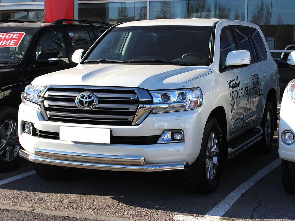 Дуга передняя по низу бампера d-76+76х43 радиусная двойная (верхняя труба овальная) для Toyota Land Cruiser 200 2015, Технотек LCN2015_4.3