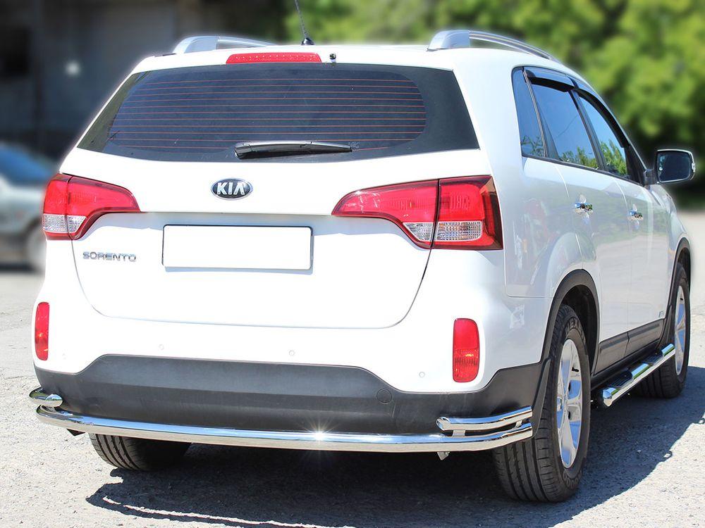 Защита заднего бампера "волна" d-60+43 для KIA Sorento II 2012, Технотек KST13_3.2