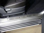 Накладки на пластиковые пороги (лист шлифованный надпись Suzuki) 2шт для автомобиля Suzuki Jimny 2012-