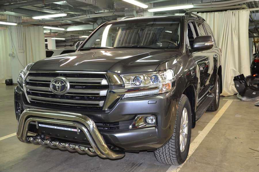 Защита переднего бампера скоба низкая двойная + акула d76/42/42 для Toyota Land Cruiser 200 2015, TLC200.15.76-1, Россия
