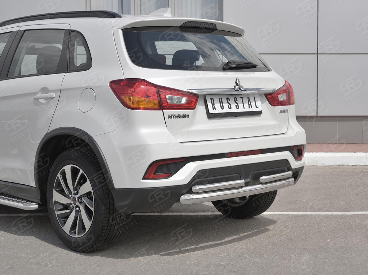 Защита заднего бампера d57 дуга-d42х2 дуги MASZ-002957 для автомобиля MITSUBISHI ASX 2017-, Slitkoff