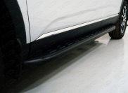 Пороги алюминиевые с пластиковой накладкой (карбон черные) 1720 мм для автомобиля Renault Arkana 2019- TCC Тюнинг арт. RENARK19-20BL