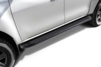 Пороги алюминиевые "Optima Black" 1800 черные Mitsubishi L-200 (2018-2022) , Slitkoff, арт. AL-ML18-001