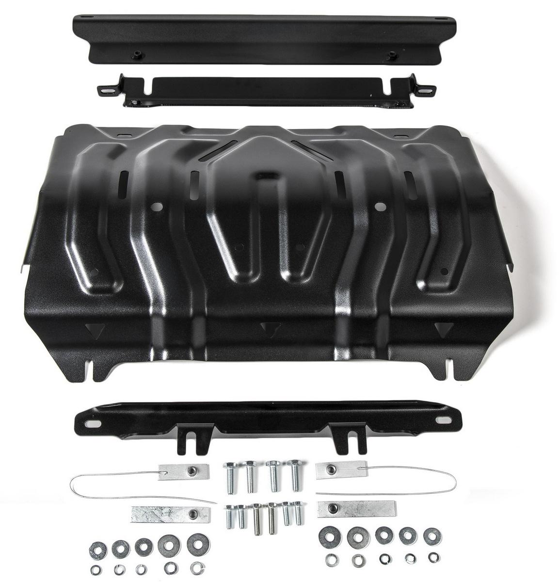 Защита радиатора Rival для Mitsubishi L200 V 2015-2019 2018-н.в., сталь 1.8 мм, с крепежом, штампованная, 111.4046.2