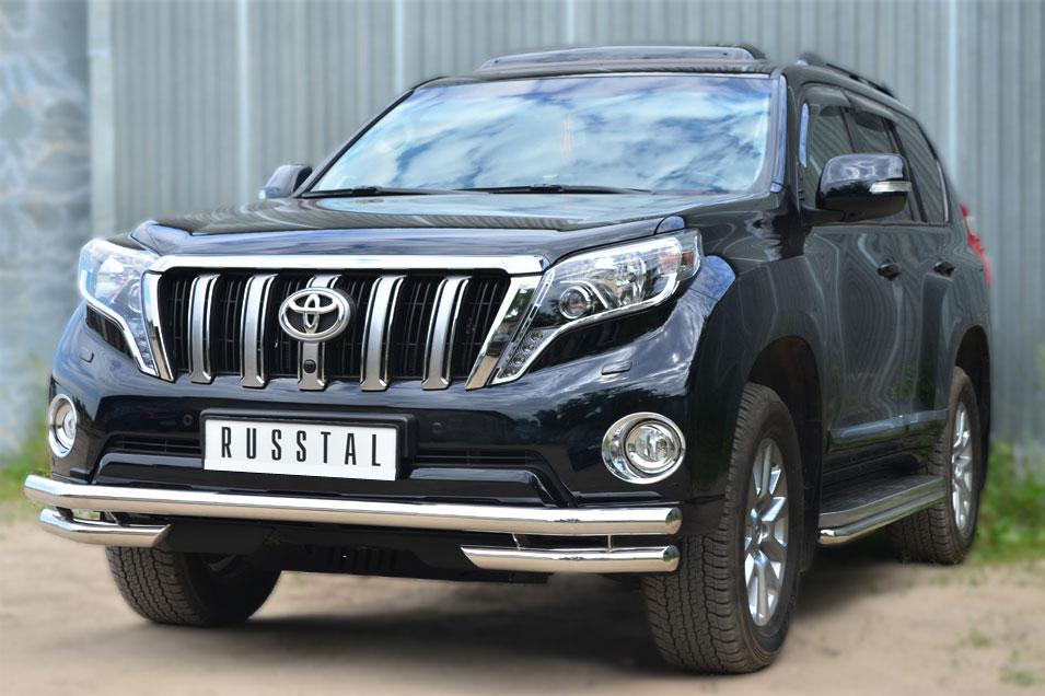 Защита переднего бампера d57/57 уголки для Toyota LC Prado 150 2014, Slitkoff LCPZ-001711