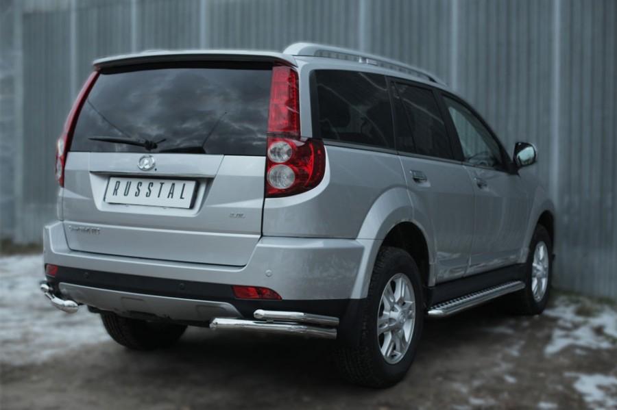 Защита заднего бампера уголки d57/42 для Great Wall Hover H3 2014, Slitkoff GWH3Z-001957