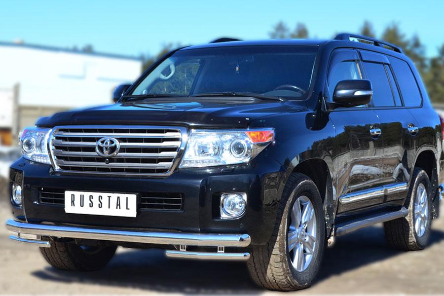 Защита переднего бампера d76/42 уголки для Toyota Land Cruiser 200 2012, Slitkoff TLCZ-001643