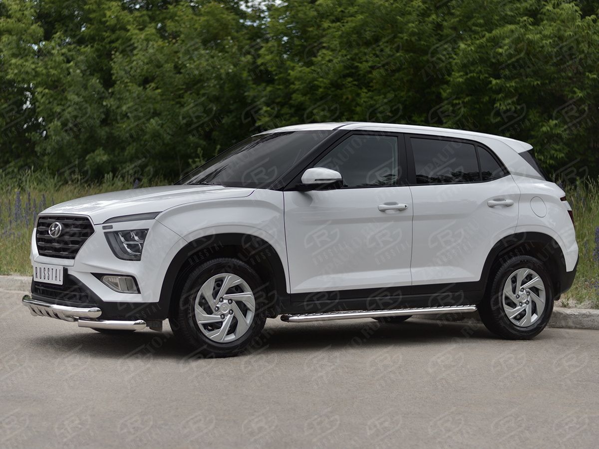 HYUNDAI CRETA 2021- Защита переднего бампера d57 секции-d57 уголки+клыки HCRZ-003820