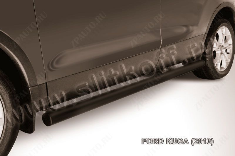 Защита порогов d76 труба черная Ford Kuga (2012-2016) , Slitkoff, арт. FKG13-006B