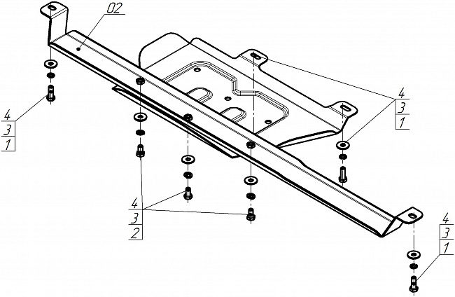 Защита стальная Мотодор (Раздаточная коробка), 2 мм,  TANK 700  2024- арт. 73122