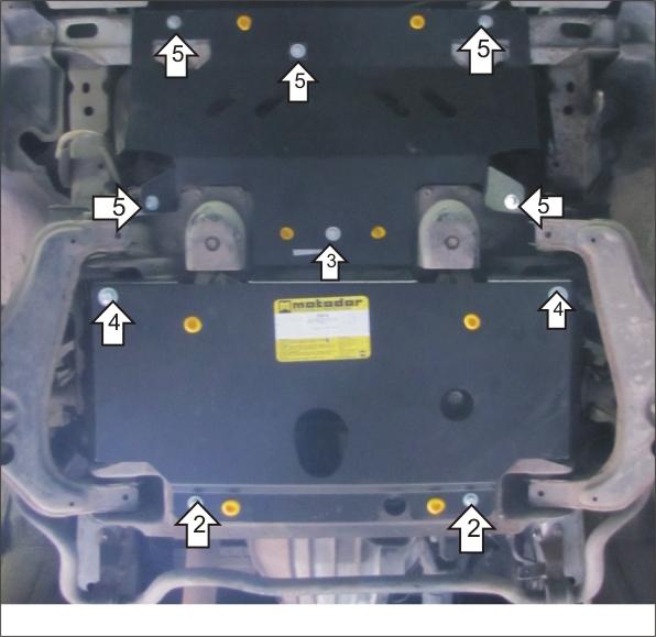 Защита стальная Мотодор (Двигатель, Передний дифференциал, Радиатор), 3 мм, Сталь для Toyota Hiace 2004-2019 арт. 12515