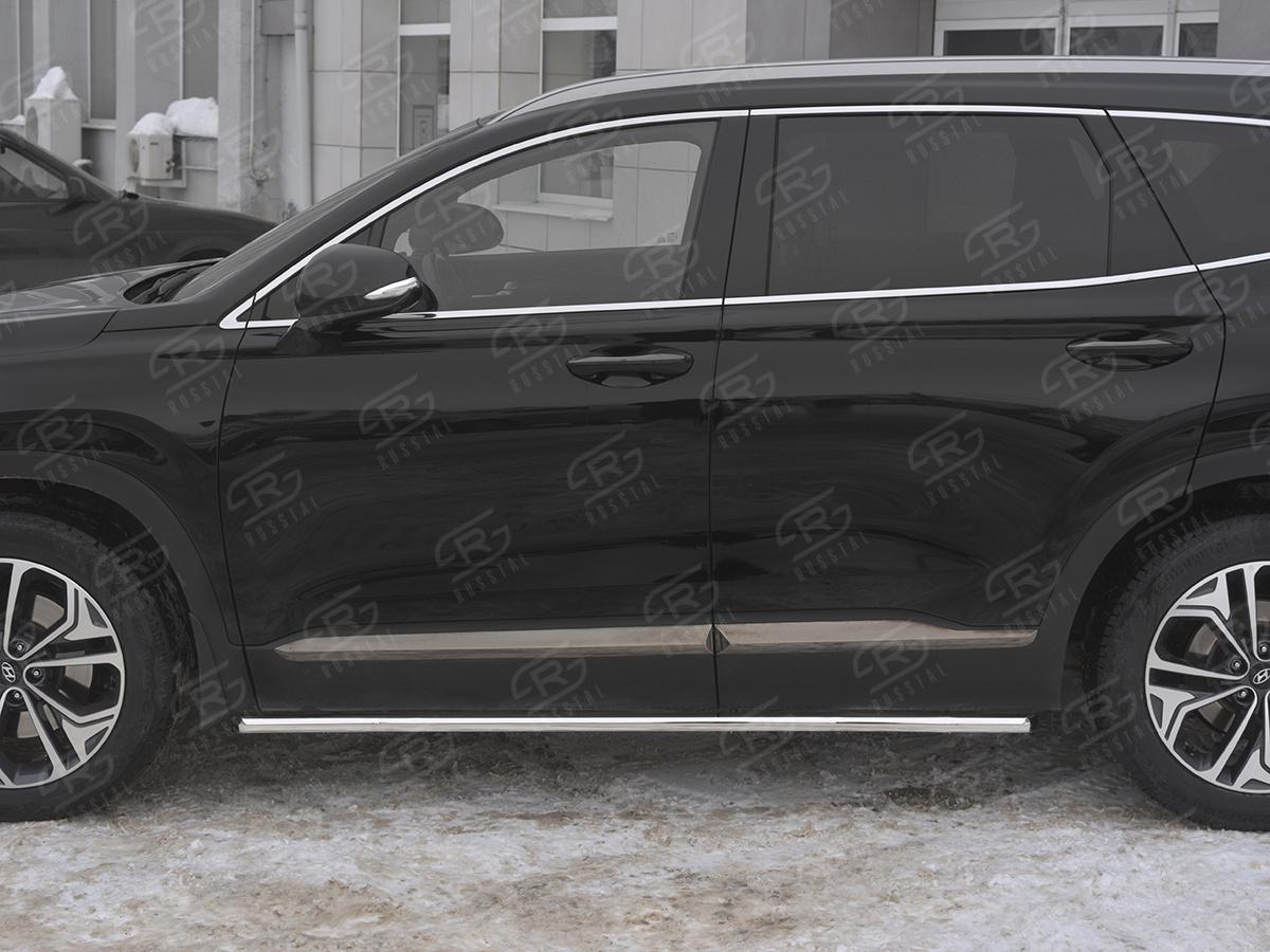 Пороги труба d42 секции (вариант 1) HSFT-003173 для автомобиля HYUNDAI SANTA FE 2018-, Slitkoff