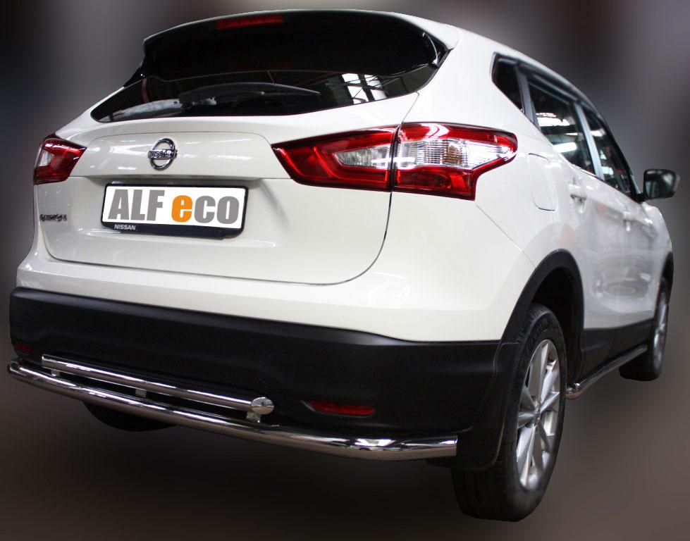 Защита задняя двойная D 60,3/42,4 для Nissan Qashqai(Ниссан Кашкай), ALFeco арт. QAS-14.05