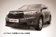 Защита переднего бампера d76 радиусная черная Toyota Highlander (2014-2016) , Slitkoff, арт. THI14-001B