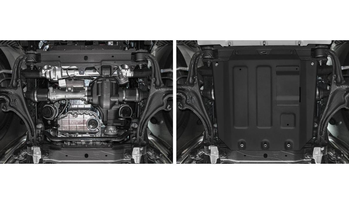 Защита картера Rival (черная) для Mercedes-Benz G-klasse W464 2018-н.в., штампованная, алюминий 4 мм, с крепежом, 333.3952.1