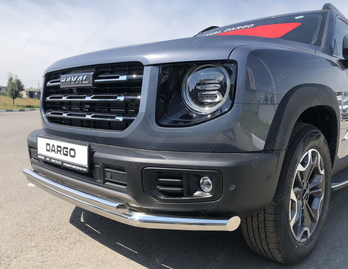 Защита переднего бампера двойная для автомобиля Haval Dargo 2022 арт. HVD.22.03
