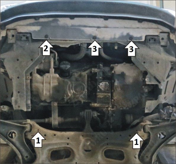 Защита стальная Мотодор (Двигатель, Коробка переключения передач), 2 мм, сталь для Honda Fit  2014-2020 арт. 70801