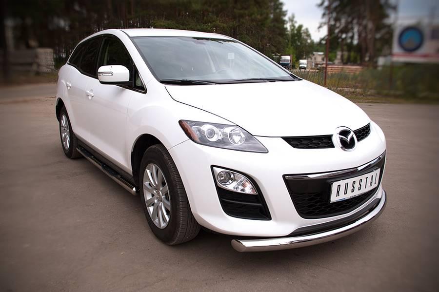 Пороги труба d76 с накладками вариант 3 для Mazda CX-7 2010, Slitkoff MC7T-0006443