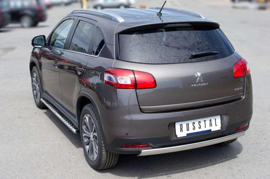 Защита заднего бампера d75x42 овал для Peugeot 4008 2012, Slitkoff P48Z-000539