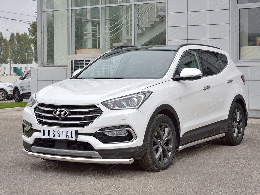 Защита переднего бампера d57 для Hyundai Santa Fe 2015, Slitkoff HSFPZ-002442