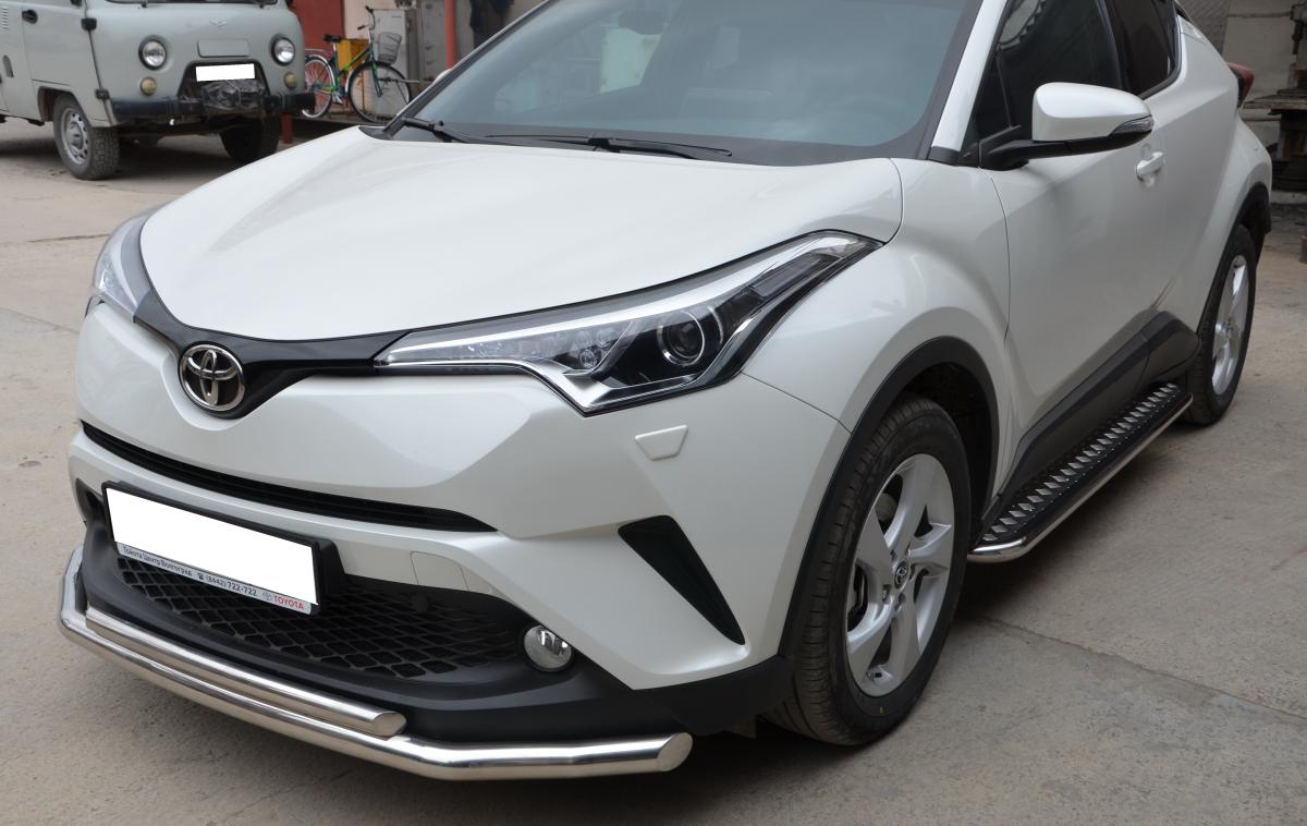 Защита переднего бампера двойная для автомобиля Toyota C-HR 2018 арт. TCHR.18.03, Россия