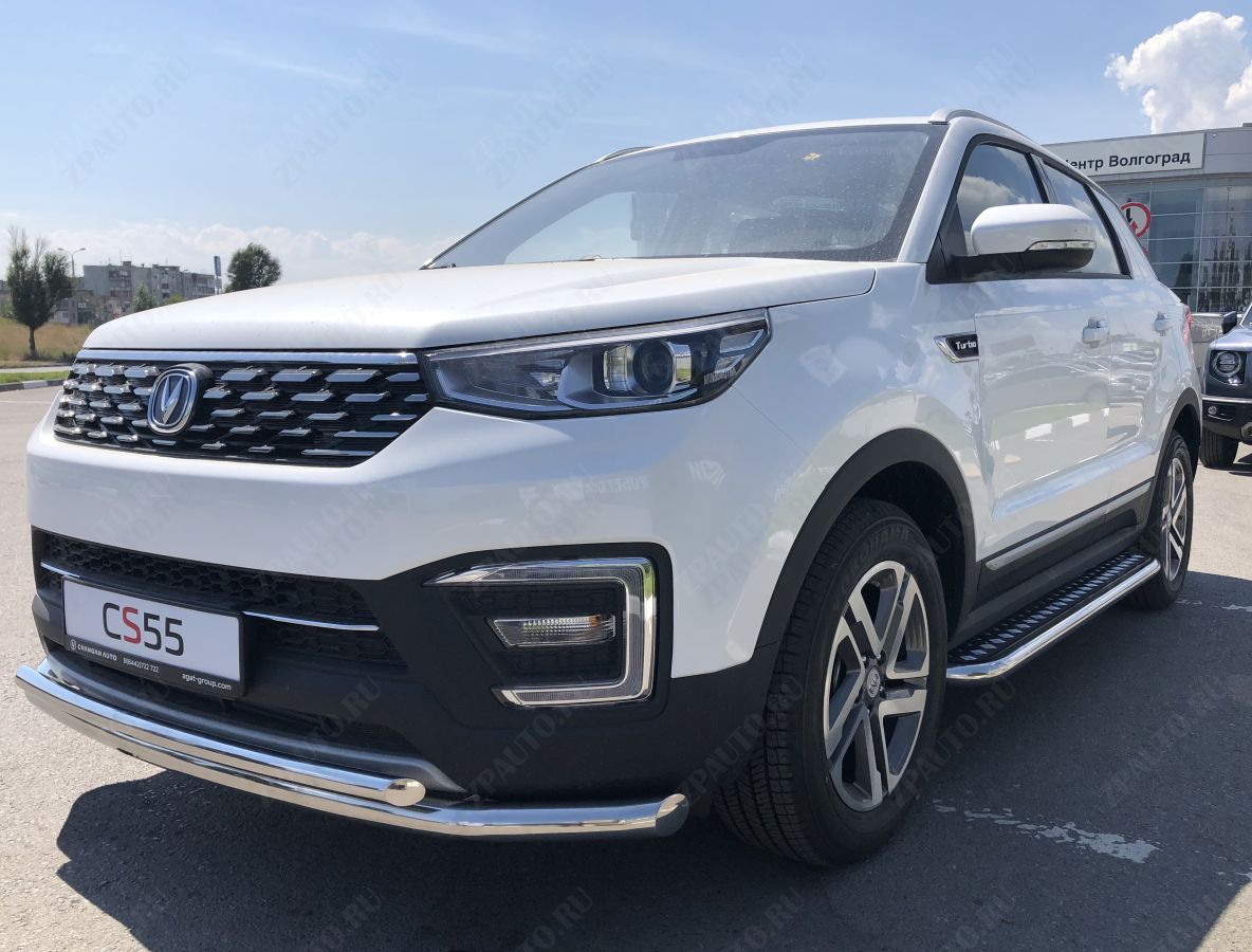 Защита переднего бампера двойная для автомобиля  CHANGAN CS55 2018- арт. CGCS55.18.03