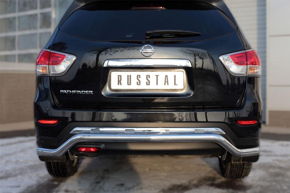 Защита заднего бампера d57 волна для Nissan Pathfinder 2014, Slitkoff NPZ-002027
