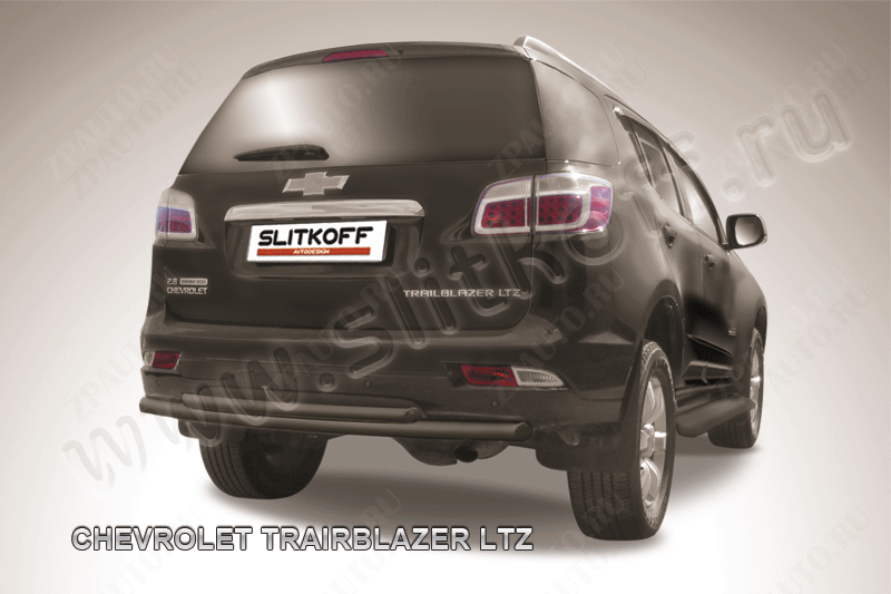 Защита заднего бампера d57+d42 двойная черная Chevrolet Trailblazer (2012-2016) , Slitkoff, арт. CHTB12-012B
