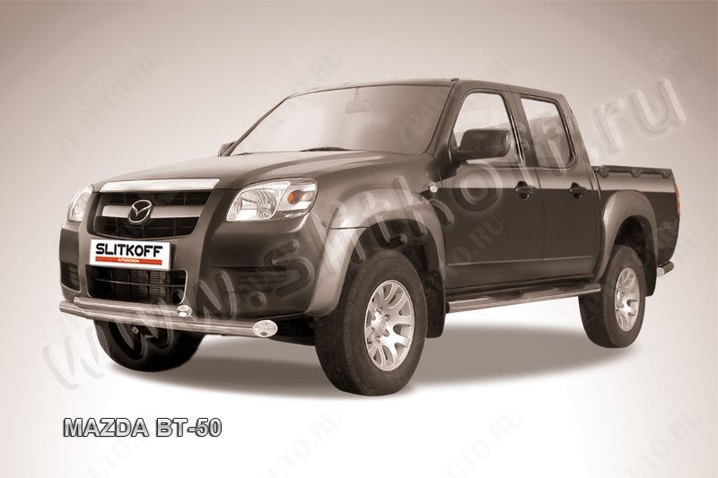 Защита переднего бампера d76+d57 двойная Mazda BT-50 (2006-2011) , Slitkoff, арт. MZB007