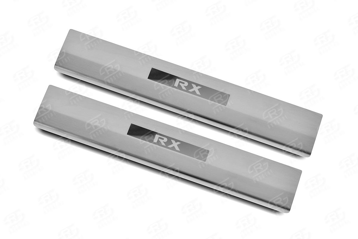 Накладки на пороги RUSSTAL (нерж., шлиф., надпись) LEXRX15-03 для LEXUS RX 200t 2015-2019