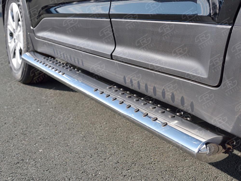 Пороги труба 120х60 овал с проступью для Hyundai Creta 2016, Slitkoff HCRO-002423