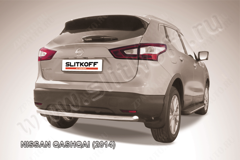 Защита заднего бампера d57 Nissan Qashqai (2013-2019) Black Edition, Slitkoff, арт. NIQ14-008BE