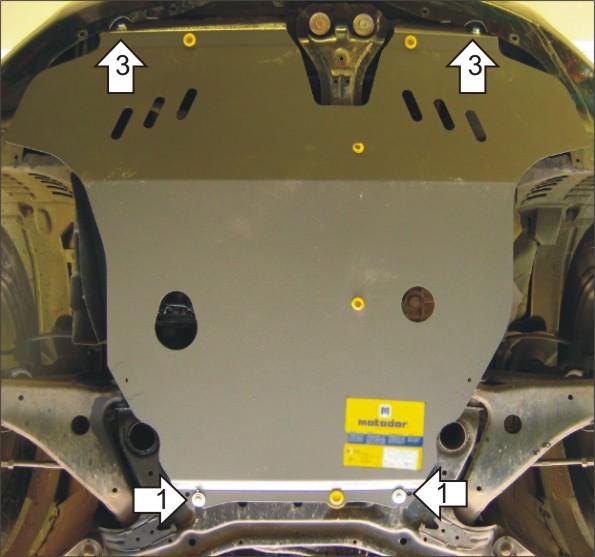 Защита стальная Мотодор (Двигатель, Коробка переключения передач), 3 мм, Сталь для Mitsubishi Endeavor 2002-2006 арт. 11323