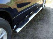 Пороги овальные с накладкой 120х60 мм для автомобиля Suzuki Grand Vitara 5D 2012-, TCC Тюнинг SUZGV5D12-05