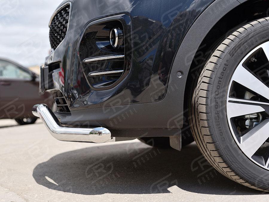 Защита переднего бампера d57 волна с надписью Kia Sportage 2016, Slitkoff KSZ-002280