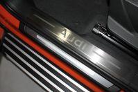 Накладки на пластиковые пороги (лист шлифованный надпись Audi) 4шт для автомобиля Audi Q3 2019- TCC Тюнинг арт. AUDIQ319-07