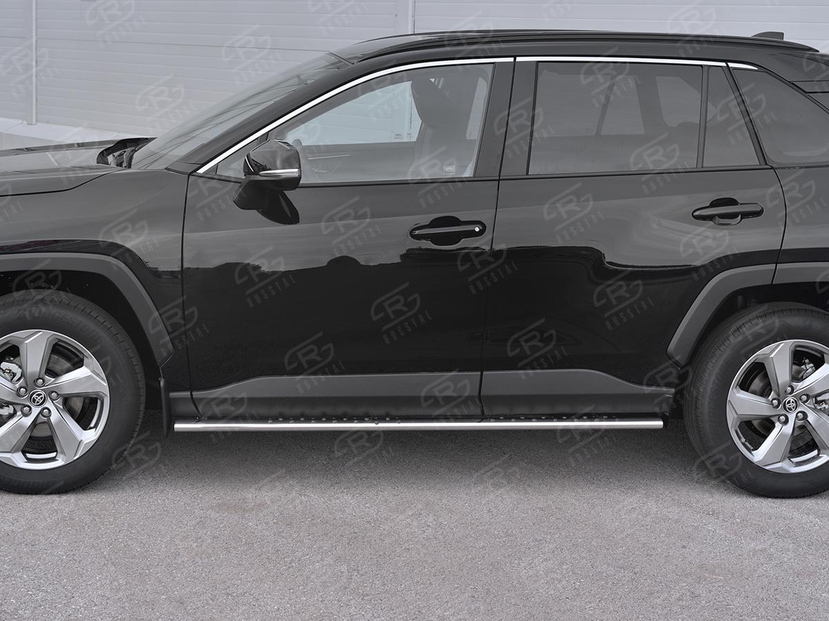 TOYOTA RAV4 2019-  Пороги труба 75х42 овал с проступью TR4O-003364, Slitkoff