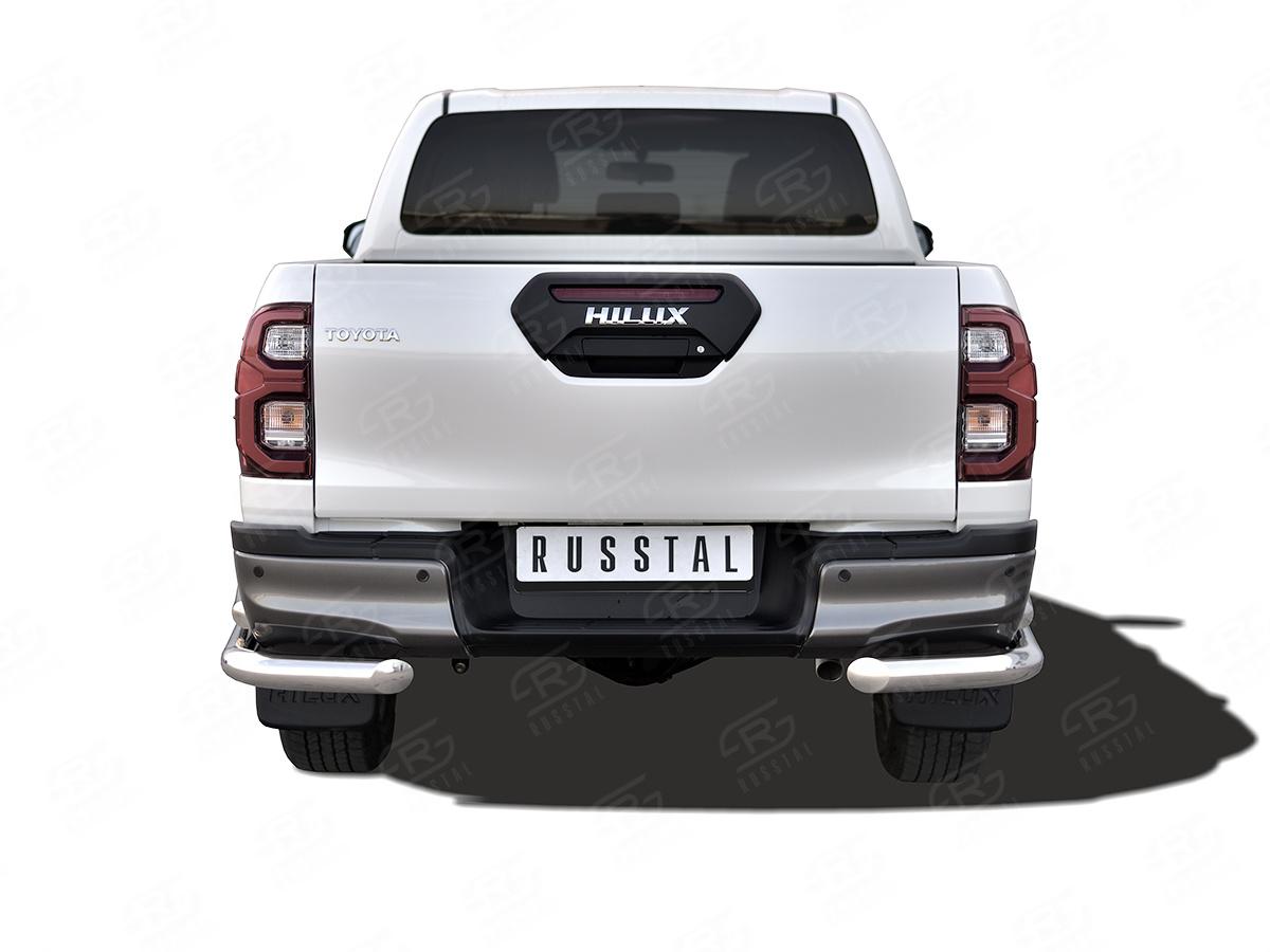 TOYOTA HILUX BLACK ONYX 2020- Защита заднего бампера уголки d76 секции-d57 прямая THBOZ-003519