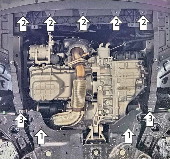 Защита стальная Мотодор (Двигатель, Коробка переключения передач), 2 мм,  Changan Cs75 Plus  2024- арт. 77217