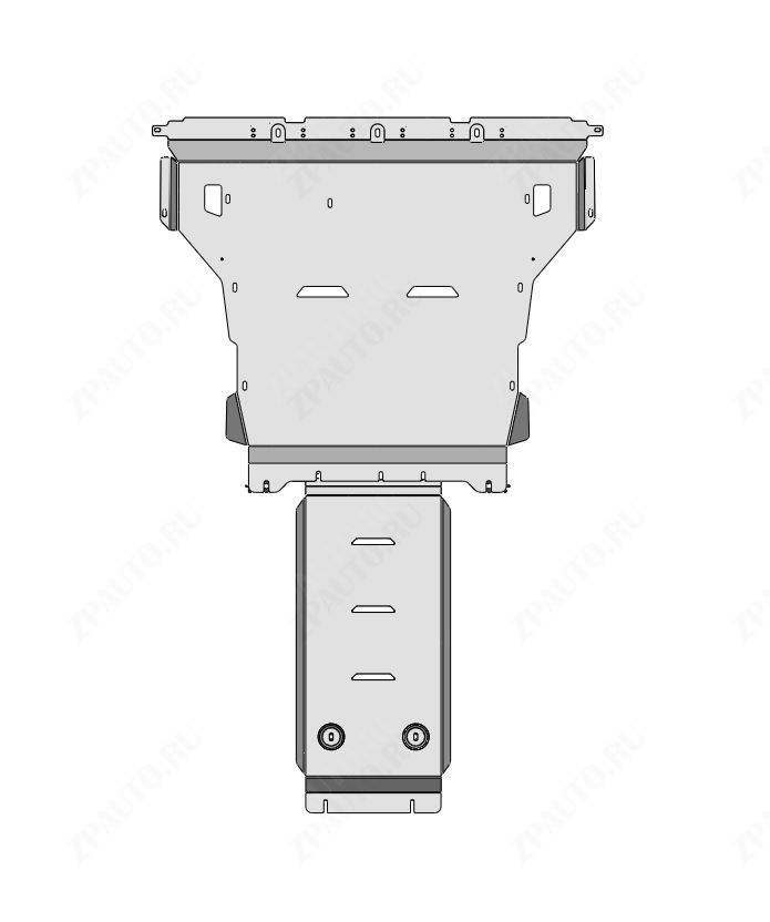56.06ABC Защита картера двигателя и КПП HONGQI H9 (2020-) из 2-х частей (Алюминий 4 мм)