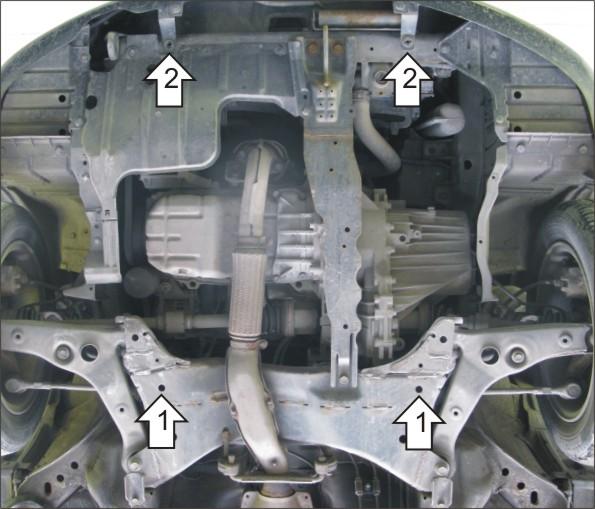 Защита стальная Мотодор (Двигатель, Коробка переключения передач), 2 мм, Сталь для Mitsubishi Lancer Classic 2009-2013 арт. 01308
