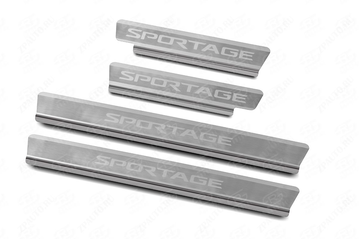 KIA SPORTAGE 2021- Накладки на пороги RUSSTAL (нерж., шлиф., надпись) KISP21-03