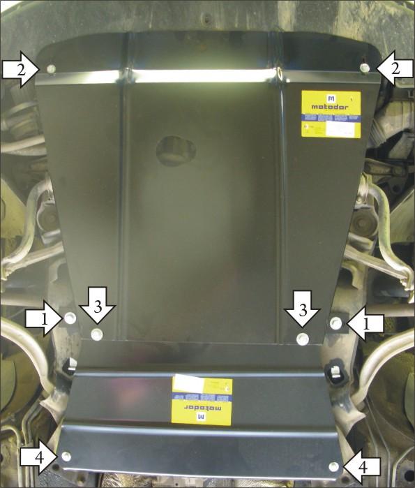 Защита стальная Мотодор (Двигатель, Коробка переключения передач), 2 мм, Сталь для Volkswagen Passat B5 1996-2000 арт. 02720