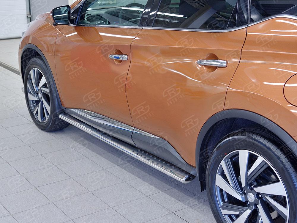 Пороги труба 120х60 овал с проступью для Nissan Murano 2016, Slitkoff NMUO-002407